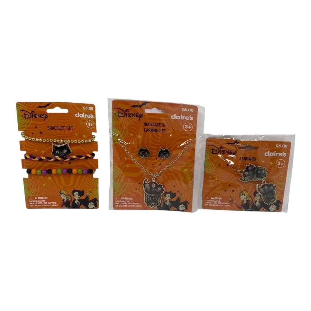 Disney Hocus‎ Pocus Claire's Jewelry Set Necklace Earrings Bracelet Halloween